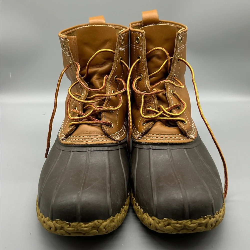 LL Bean Duck Boots 8” Unlined Brown Leather Mens Size 14 Boots Outdoors